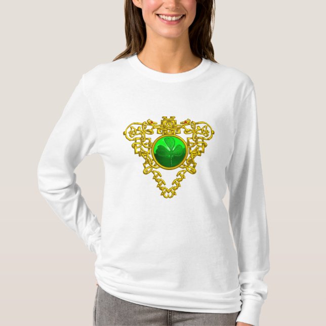 SAINT PATRICK'S CELTIC HERART MIT GRÜNEM KLEEBLATT T-Shirt (Vorderseite)