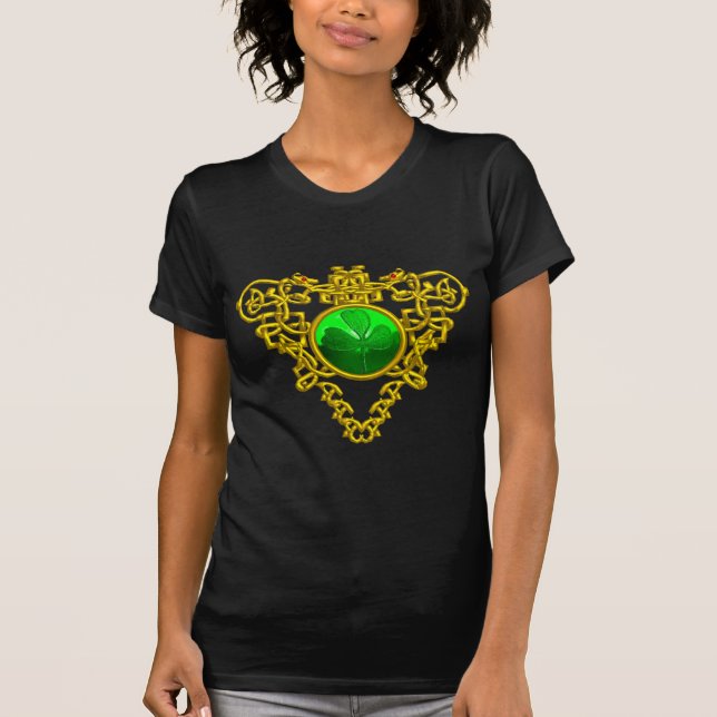SAINT PATRICK'S CELTIC HERART MIT GRÜNEM KLEEBLATT T-Shirt (Vorderseite)