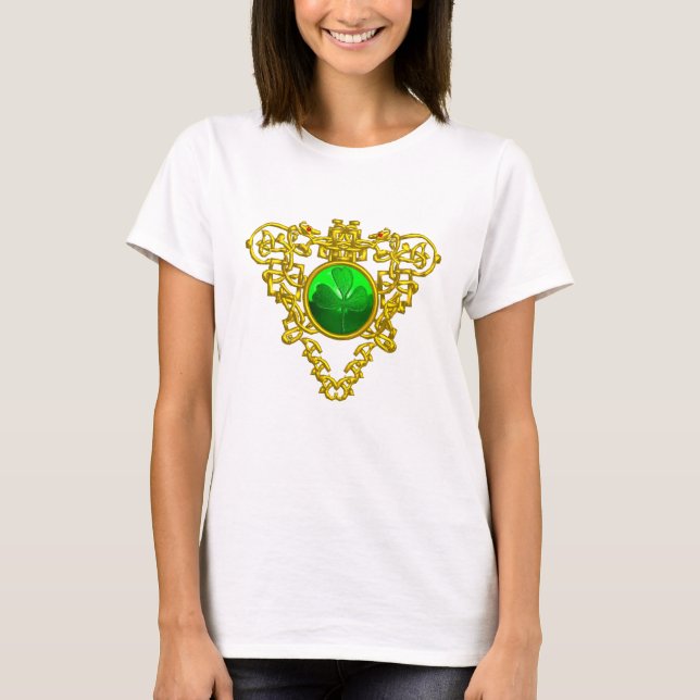 SAINT PATRICK'S CELTIC HERART MIT GRÜNEM KLEEBLATT T-Shirt (Vorderseite)