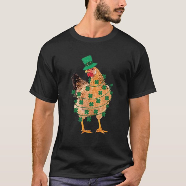 Saint Patrick's Chicken Irish Kleeblatt Niedlich H T-Shirt (Vorderseite)