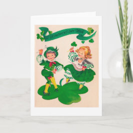 Saint Patrick's Day Boy & Girl, Vintag Karte