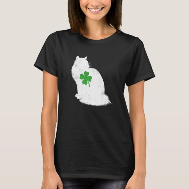 Saint Patrick's Day Cat Funny Ragdoll Shamrock Gif T-Shirt (Vorderseite)