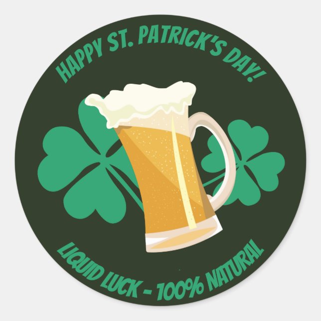 Saint Patrick's Day flüssiges Glück Runder Aufkleber (Vorderseite)