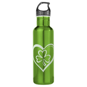 Saint Patrick's Day Funny Kleeblatt Herz Irish Edelstahlflasche