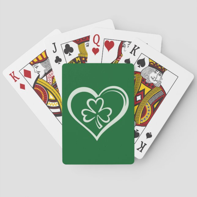 Saint Patrick's Day Funny Kleeblatt Herz Irish Spielkarten (Rückseite)