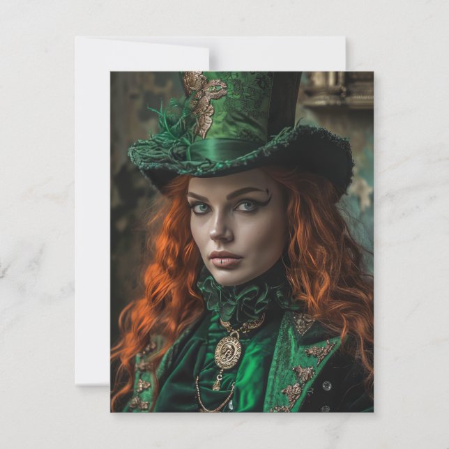 Saint Patrick's Day Goth Woman Mitteilungskarte (Vorderseite)