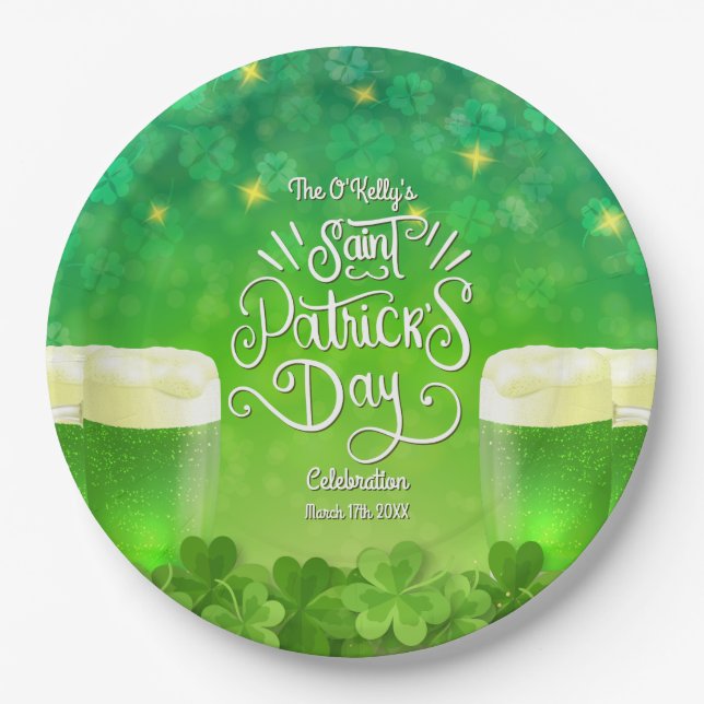 Saint Patrick's Day Green Beer Party Pappteller (Vorderseite)