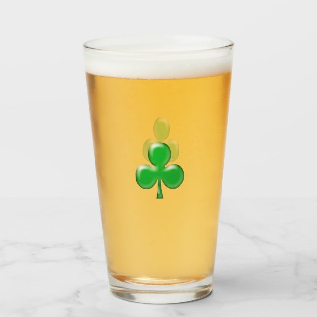 Saint Patrick's Day Irish Green Clover Symbol Beer Glas (Vorne (Gefüllt))