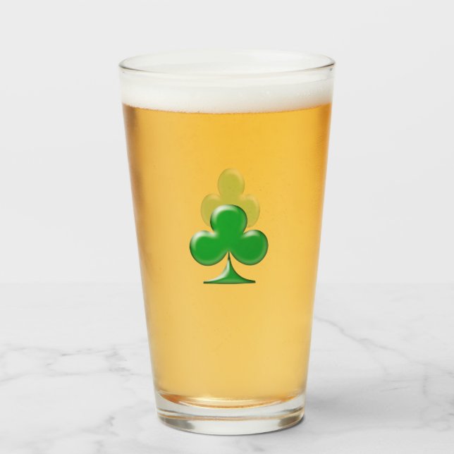 Saint Patrick's Day Irish Green Clover Symbol Beer Glas (Vorne (Gefüllt))