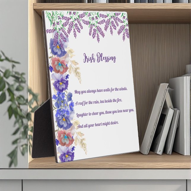 Saint Patrick's Day Irish Sessing Floral Collage Fotoplatte (Saint Patrick's Day Irish Blessing Floral Collage Plaque)