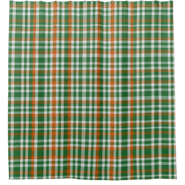 Saint Patrick's Day Irland Flaggenfarbener Gingham Duschvorhang (Vorderseite)