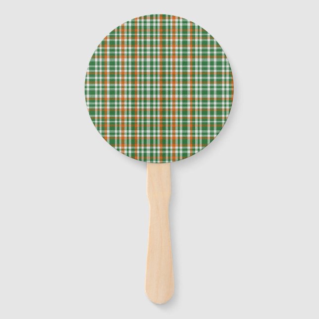 Saint Patrick's Day Irland Flaggenfarbener Gingham Fächer (Vorderseite)