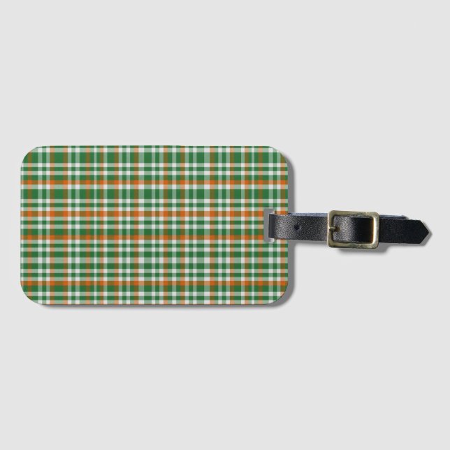 Saint Patrick's Day Irland Flaggenfarbener Gingham Gepäckanhänger (Vorderseite (Horizontal))