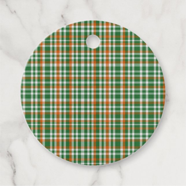 Saint Patrick's Day Irland Flaggenfarbener Gingham Geschenkanhänger (Vorderseite)