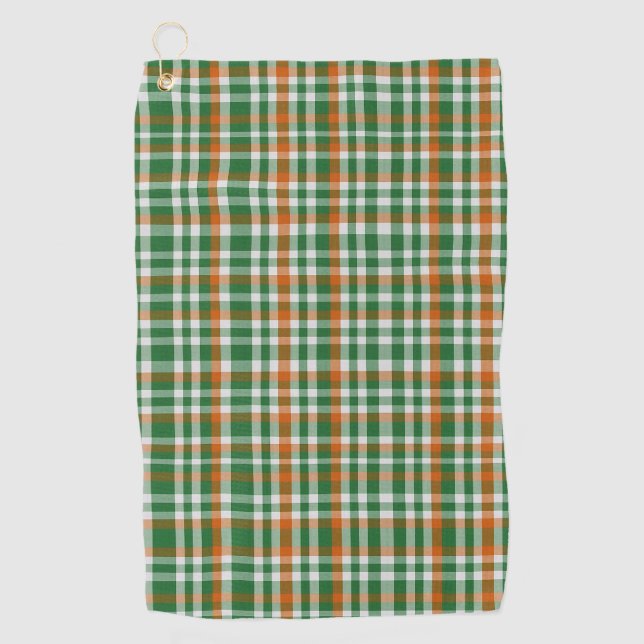 Saint Patrick's Day Irland Flaggenfarbener Gingham Golfhandtuch (Vorderseite)