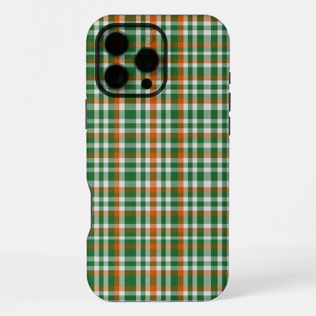 Saint Patrick's Day Irland Flaggenfarbener Gingham iPhone Hülle (Rückseite)
