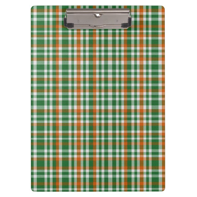 Saint Patrick's Day Irland Flaggenfarbener Gingham Klemmbrett (Vorderseite)