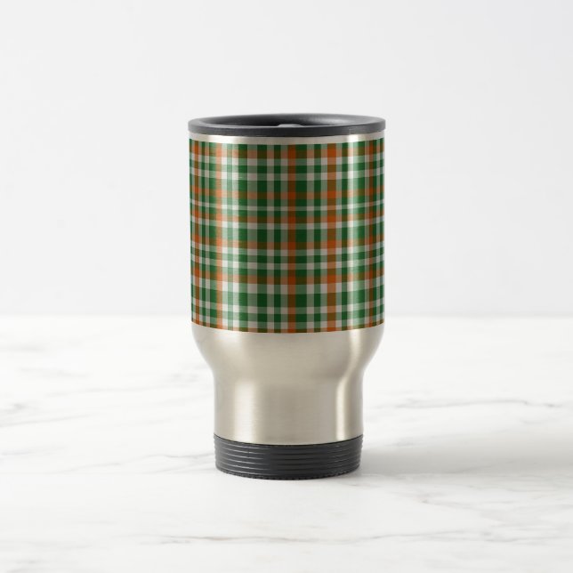 Saint Patrick's Day Irland Flaggenfarbener Gingham Reisebecher (Mittel)