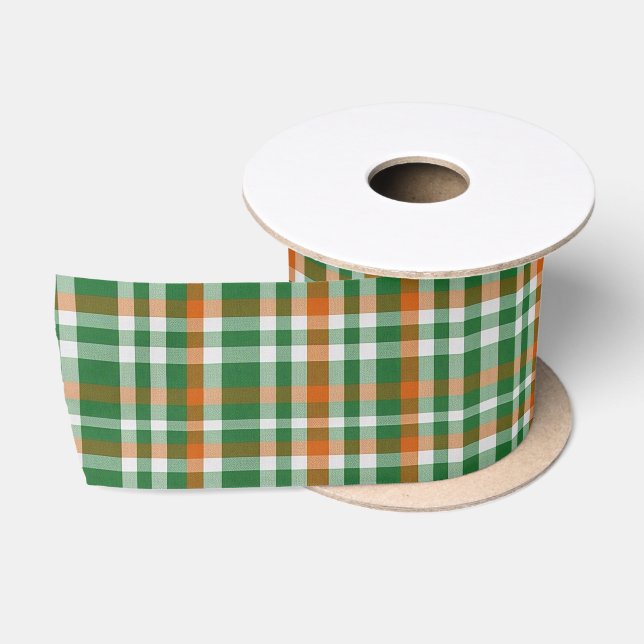 Saint Patrick's Day Irland Flaggenfarbener Gingham Satinband (Spule)