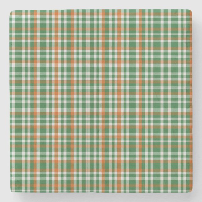 Saint Patrick's Day Irland Flaggenfarbener Gingham Steinuntersetzer (Vorderseite)