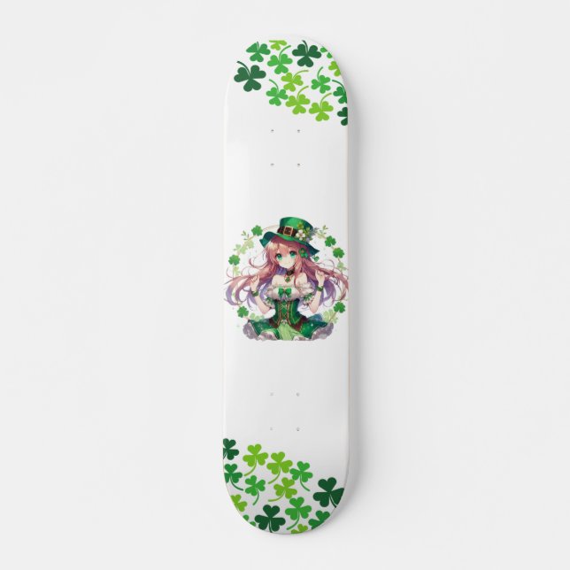 Saint Patrick's Day Klee Mädchen Skateboard (Vorne)