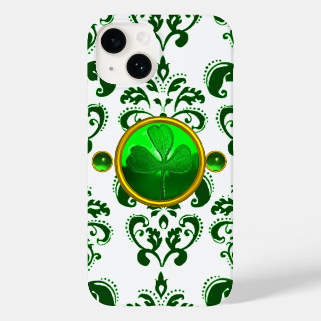 SAINT PATRICK'S DAY KLEEBLATT MIT GREEN DAMASK Case-Mate iPhone HÜLLE (Rückseite)