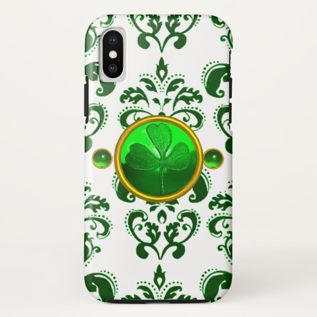 SAINT PATRICK'S DAY KLEEBLATT MIT GREEN DAMASK Case-Mate iPhone HÜLLE (Rückseite)