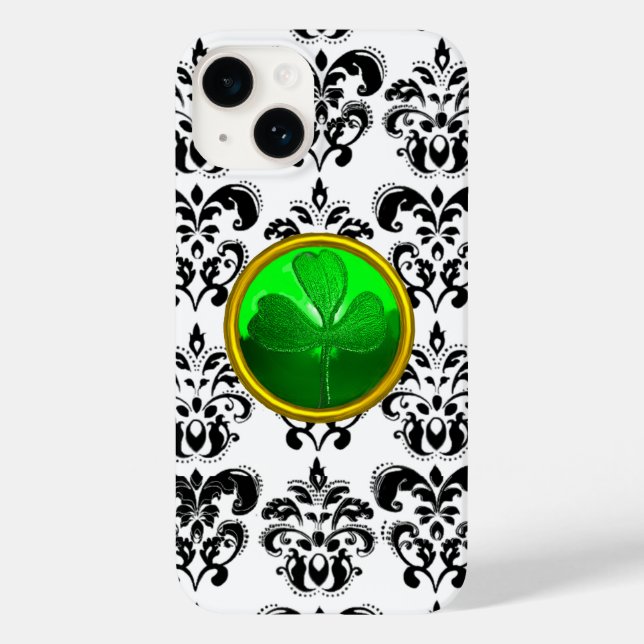 SAINT PATRICK'S DAY KLEEBLATT SCHWARZ-WEISS DAMASK Case-Mate iPhone HÜLLE (Rückseite)