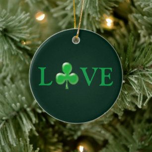 Saint Patrick's Day Liebe Green Clover Kleeblatt Keramik Ornament
