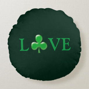 Saint Patrick's Day Liebe Green Clover Kleeblatt  Rundes Kissen