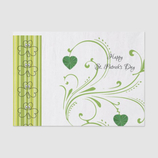 Saint Patrick's Day Tissue Paper Kleeblatt Floral Seidenpapier (Vorderseite)