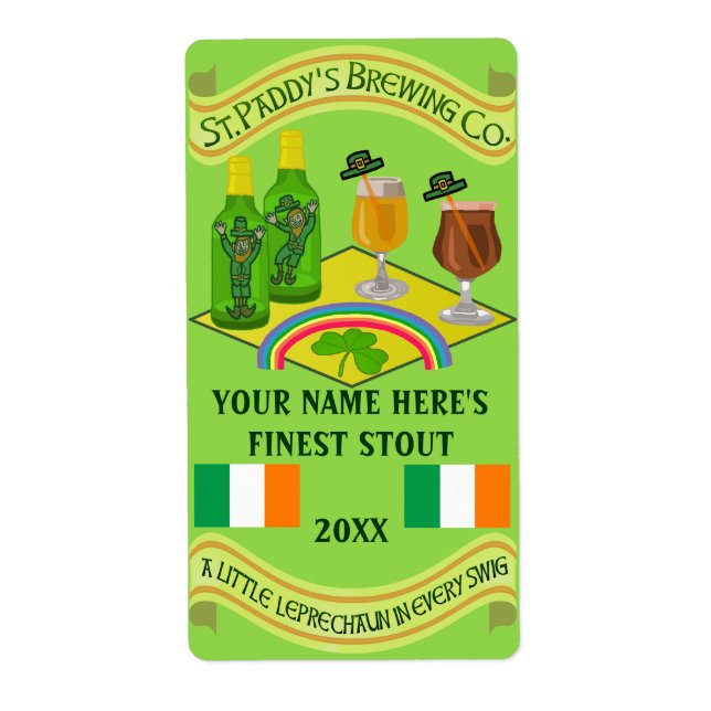 Saint Patrick's Day Zuhause Brew Beer Flasche Etik (Vorne)