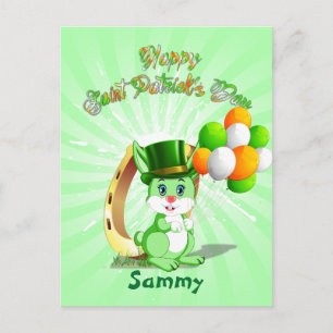 Saint Patrick's Green Bunny Cartoon Postkarte