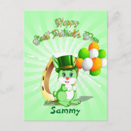 Saint Patrick's Green Bunny Cartoon Postkarte