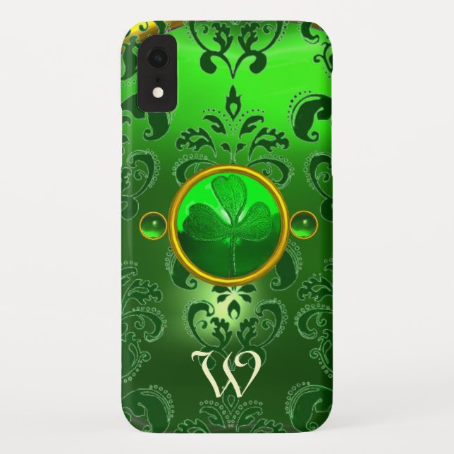SAINT PATRICK'S KLEEBLATT GREEN DAMASK MONOGRAM Case-Mate iPhone HÜLLE (Rückseite)
