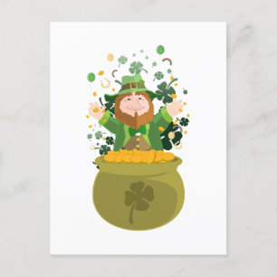 Saint Patrick's Leprechaun Gold Postkarte
