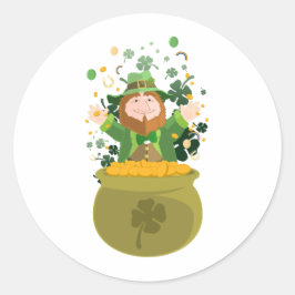 Saint Patrick's Leprechaun Runder Aufkleber