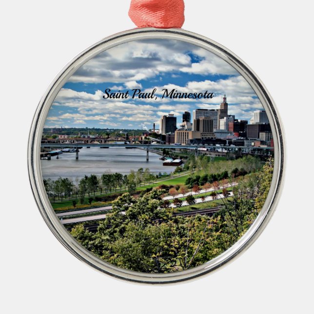Saint Paul, Minnesota Landschaft Silbernes Ornament (Vorne)