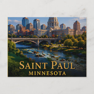 Saint Paul Minnesota Mississippi River und Kapitol Postkarte
