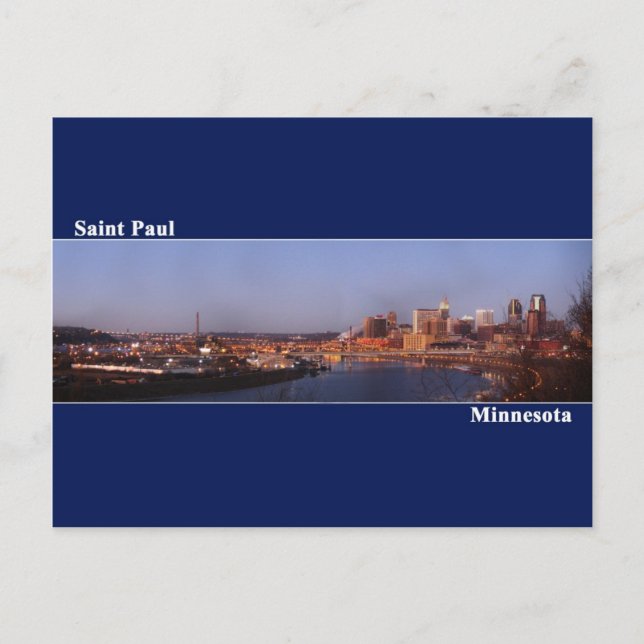 Saint Paul, Minnesota Post Card (Dunkelblau) Postkarte (Vorderseite)