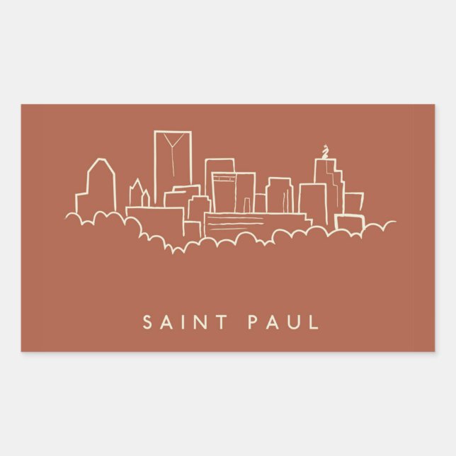 Saint Paul, Minnesota Skyline Rechteckiger Aufkleber (Vorderseite)