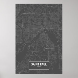 Saint Paul, Minnesota (weiß auf schwarz) Poster