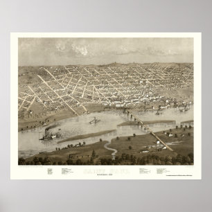 Saint Paul, MN Panorama Karte - 1867 Poster