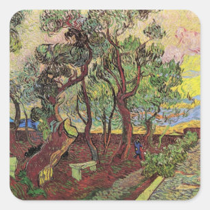 Saint-Paul-Spital und -Garten von Vincent van Gogh Quadratischer Aufkleber