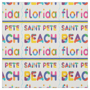 Saint Pete Beach, Florida. Farbiges Textmuster Stoff
