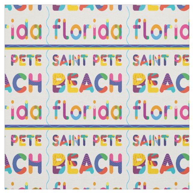 Saint Pete Beach, Florida. Farbiges Textmuster Stoff (Muster)