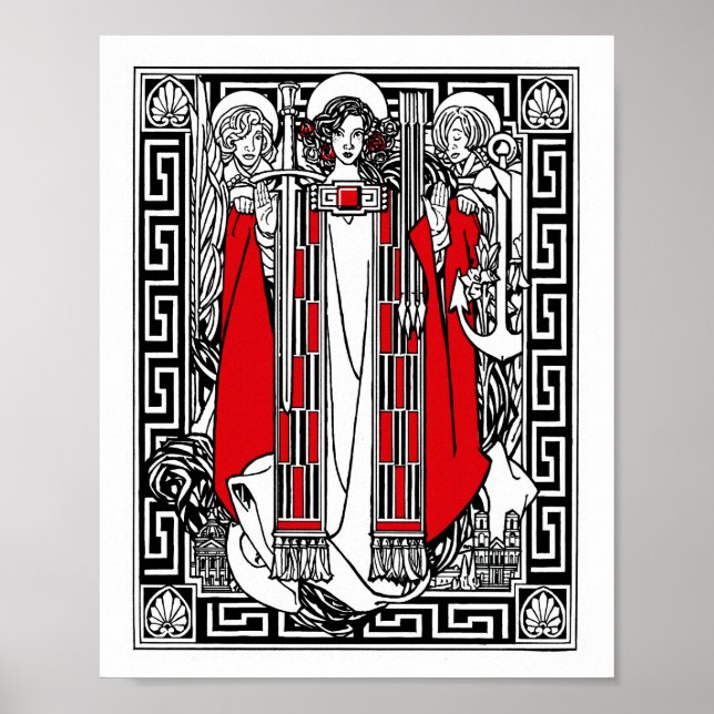 Saint Philomena begleitet von Engeln Poster (Vorne)