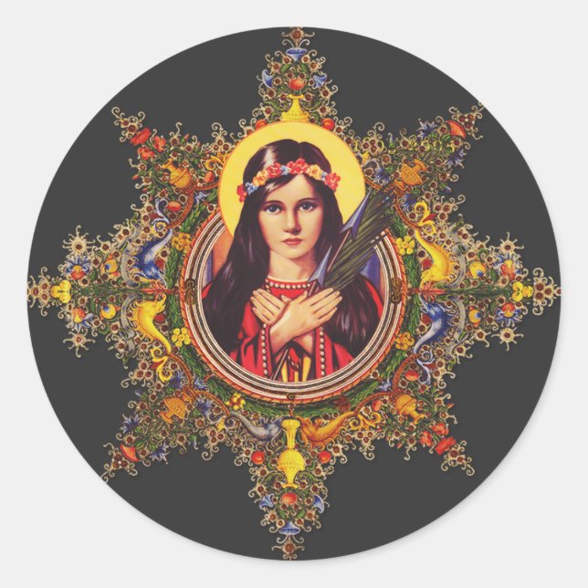 Saint Philomena Runder Aufkleber (Vorderseite)