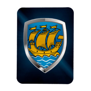 Saint Pierre und Miquelon Metallic Emblem Magnet