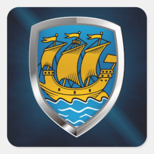 Saint Pierre und Miquelon Metallic Emblem Quadratischer Aufkleber